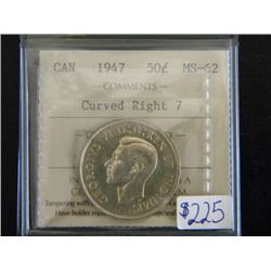 Canada - 50 Cents - 1947 - Curved Right 7 - ICCS - MS-62
