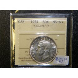 Canada - 50 Cents - 1951 - ICCS - MS-63