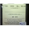 Image 3 : Canada - $1.00 - 1935 - ICCS - MS-64