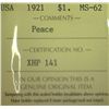 Image 3 : USA - $1.00 - 1921 - Peace - ICCS - MS-62
