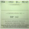 Image 3 : USA - $1.00 - 1922 - ICCS - MS-63