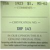 Image 3 : USA - $1.00 - 1923 - ICCS - MS-62