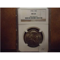 1956 FRANKLIN HALF DOLLAR NGC MS64 TONED