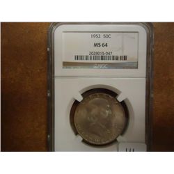 1952 FRANKLIN HALF DOLLAR NGC MS64