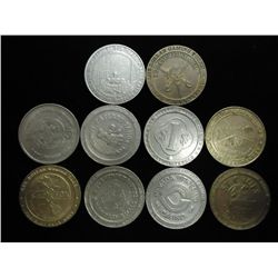 10 ASSORTED $1 GAMING CASINO TOKENS