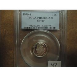 1999-S SILVER ROOSEVELT DIME PCGS PR69 DCAM