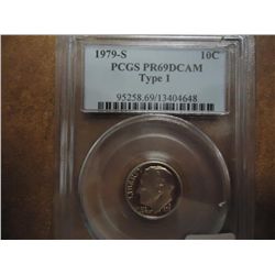 1979-S TYPE I ROOSEVELT DIME PCGS PR69 DCAM