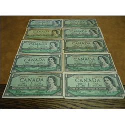 9-1954 & 1-1967 CANADA ONE DOLLAR BILLS