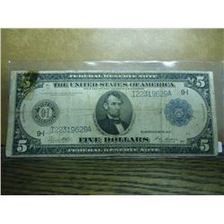 1914 LARGE SIZE $5 FRN MINNEAPOLIS MINNESOTA