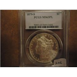 1879-S MORGAN SILVER DOLLAR PCGS MS63 PL