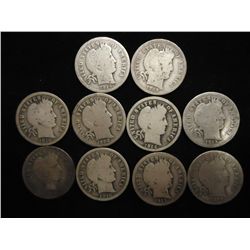 10 ASSORTED BARBER DIMES