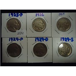 1925,26,27,29,29-D & 29-S BUFFALO NICKELS