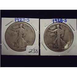 1927-S & 28-S WALKING LIBERTY HALF DOLLARS