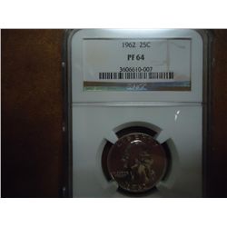 1962 WASHINGTON SILVER QUARTER NGC PF64