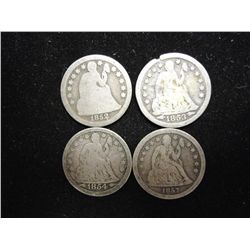 1852,53,54 & 57 SEATED LIBERTY DIMES