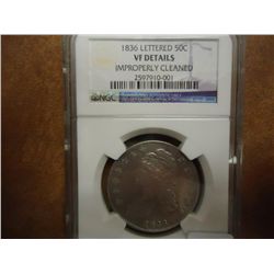 1836 LETTERED EDGE BUST HALF NGC (VF DETAILS)