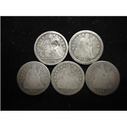 1840,41-O,42,43 & 45 SEATED LIBERTY DIMES