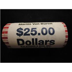 $25 ROLL OF 2008 VAN BUREN DOLLARS UNC
