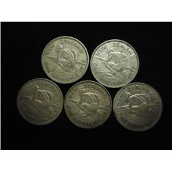 1933, 2-1937, 40 & 42 NEW ZEALAND SILVER SHILLINGS