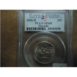 2006-D NEVADA QUARTER PCGS MS68 SATIN FINISH