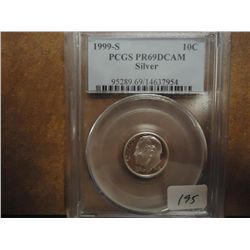 1999-S SILVER ROOSEVELT DIME PCGS PR69 DCAM