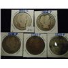 Image 1 : 1894-S,95,96,97 & 99 BARBER HALF DOLLARS