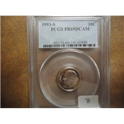 1993-S ROOSEVELT DIME PCGS PR69 DCAM