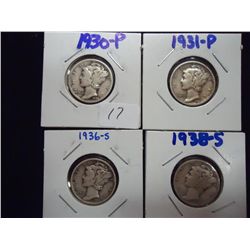 1930, 31,36-S & 38-S MERCURY DIMES