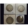 Image 1 : 1900-O,09-O,11-S & 13-D BARBER HALF DOLLARS