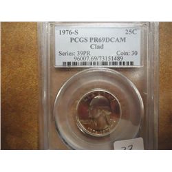1976-S WASHINGTON QUARTER PCGS PR69 DCAM