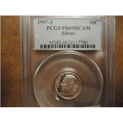 1997-S SILVER ROOSEVELT DIME PCGS PR69 DCAM