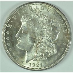 1921 MORGAN SILVER DOLLAR, MS-64+  GEM SUPER!