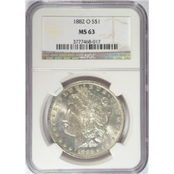 1882-O MORGAN SILVER DOLLAR. NGC MS-63