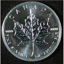 2013 BU CANADIAN MAPLE LEAF, ONE OUNCE .9999 SILVER