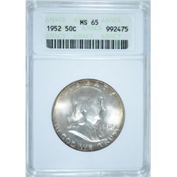 1952 FRANKLIN HALF DOLLAR ANACS MS65 GEM