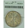 Image 1 : 1927-S WALKING LIBERTY HALF DOLLAR,  ( ANACS AU-58 ) CERT. WITH COIN, NICE!