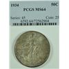 Image 1 : 1934 WALKING LIBERTY HALF DOLLAR,  ( PCGS MS-64 ) CERT. WITH COIN
