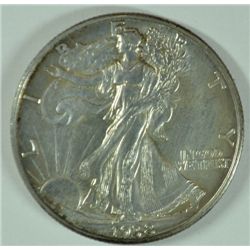 1938-D WALKING LIBERTY HALF DOLLAR, MS-64, ORIGINAL NICE COIN