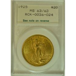 1925 $20.00 St. GAUDENS GOLD, NCI MS-63 NICE