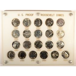 1950 THRU 1970 Pf. ROOSEVELT DIME SET, GEM PROOF- 65 OR BETTER, BEAUTIFUL SET !!