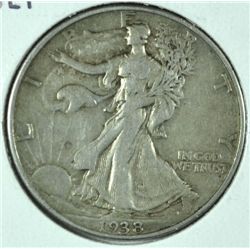 1938-D WALKING LIBERTY HALF DOLLAR FINE