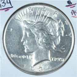 1934 PEACE DOLLAR AU58