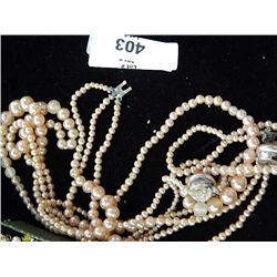 NECLACE & BRACLET SET - PEARL STRANDS - AS-IS