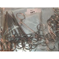 BAG ASSORTED STAINLESS STEEL SURGICAL SCISSORS & FORCEPS & TWEEZERS