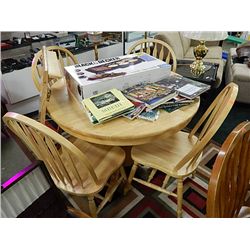 ROUND MAPLE TABLE & 4 CHAIRS - WITH LEAF