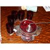 Image 1 : CRANBERRY GLASS & METAL DISH, CANDLE SNUFFER & 5 CRANBERRY GLASS SHERRY GLASSES