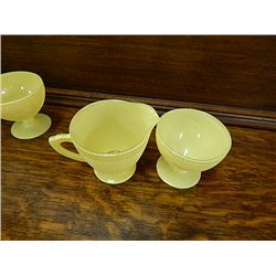 DEPRESSION GLASS - YELLOW - CREAM & DESERT/ SUGAR DISH