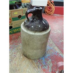 ANTIQUE STONEWARE WHISKEY JUG - NO STOPPER - HAIRLINE CRACKS