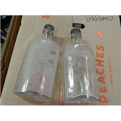 VINTAGE GLASS BOTTLES - GORDON'S GIN  = 2 TOTAL