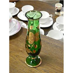 BOHEMIA GREEN CRYSTAL VASE - CHECH.